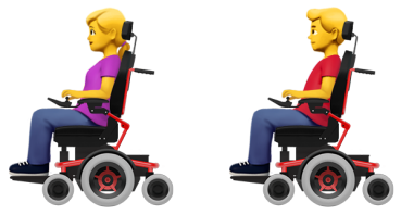 Accessible Emoji: Personen im Elektrorollstuhl, Credit: Apple