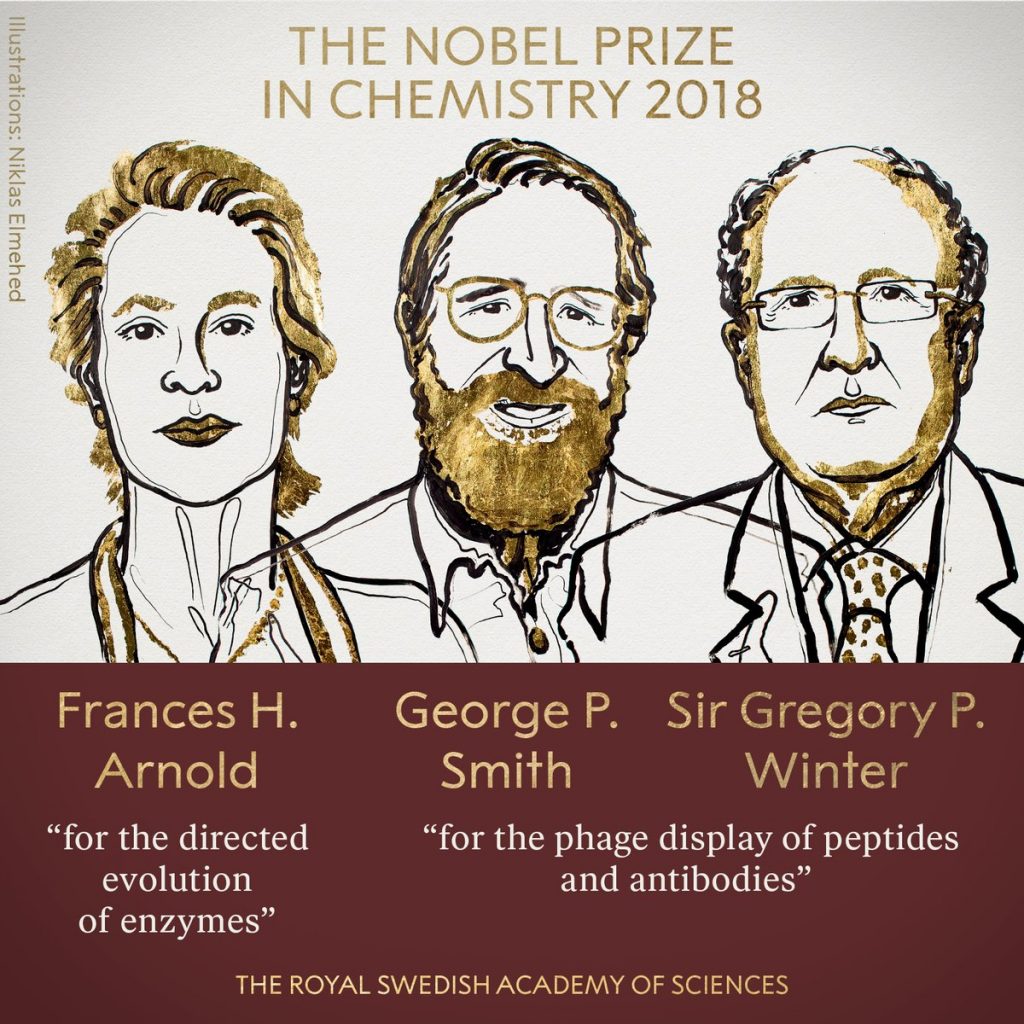 Chemie-Nobelpreisträger 2018: Frances H. Arnold, George P. Smith , Sir Gregory P. Winter 
