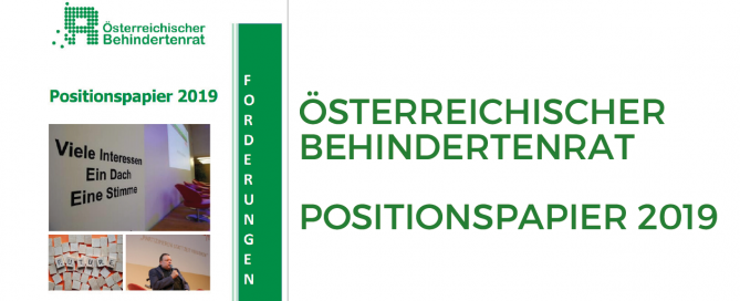 Österreichischer Behindertenrat: Positionspapier 2019