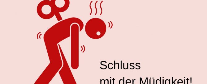 rosa HIntergrund, müdes Strichmännchen, Text: Schluss mit der Müdigkeit! Credit: Canva